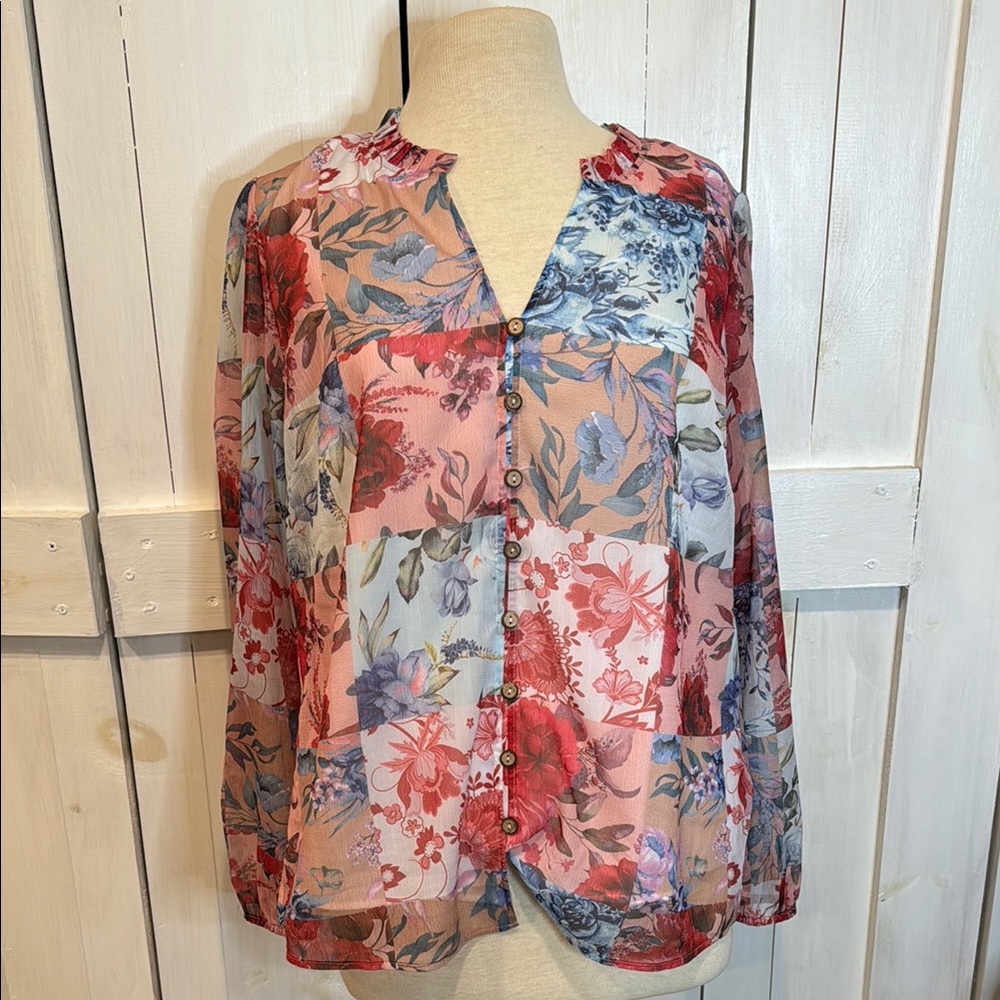 Soft Surroundings Patchwork Floral Blouse - image 1